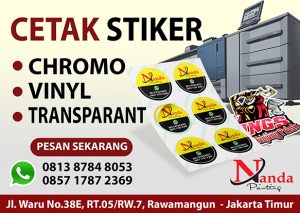 STICKER VINIL PUTIH DAN STICKER TRANSPARANT, STICKER CROMO