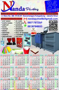 Cetak Kalender Tahun 2019